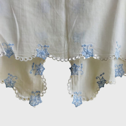 Vintage Light Blue Kebaya With Simple Embroidery