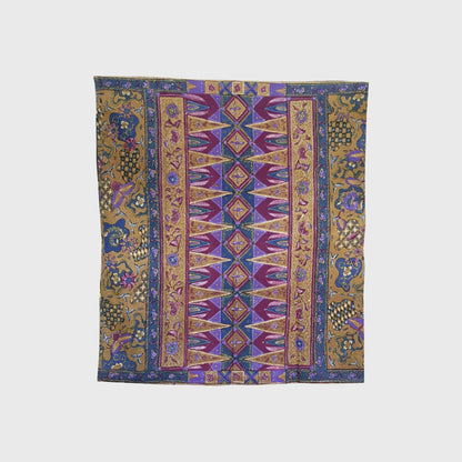Vintage Indonesian Hand Drawn Sarung Batik with Sekarjagad and Tumpal Motifs