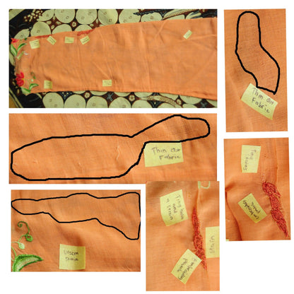 Vintage Orange Indonesian Kebaya with Floral Embroidery