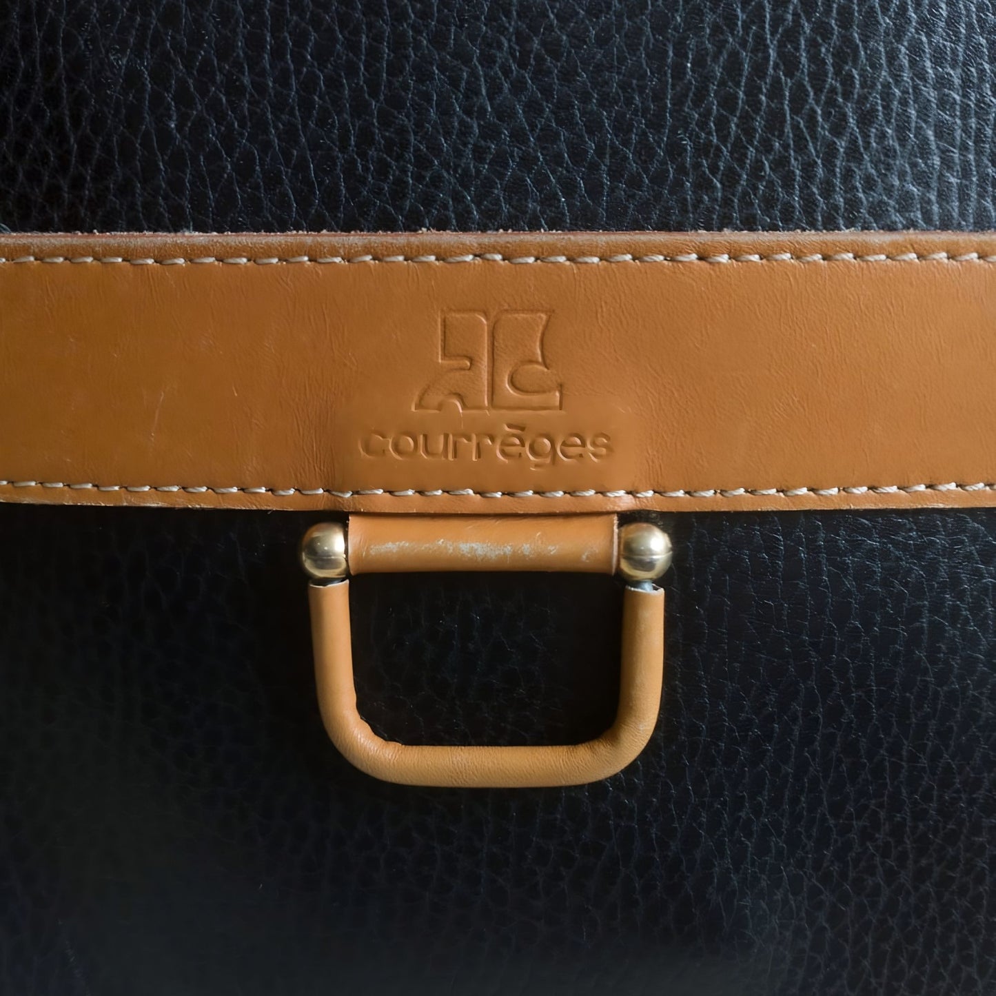 Vintage Round Black Brown Leather Sling Bag