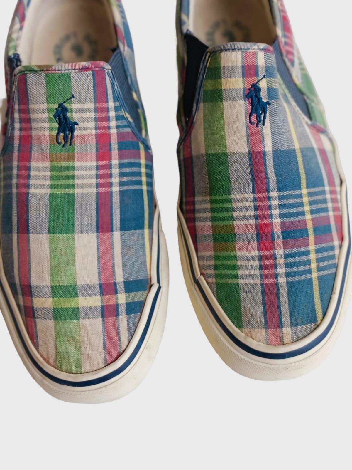 1990s Madras Cotton White Green Red Sneakers
