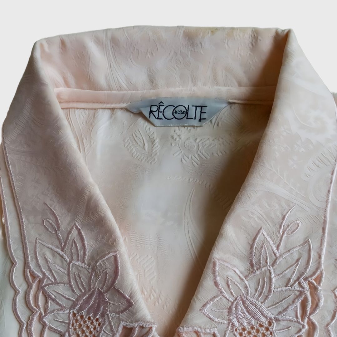 Vintage Double Colar Peach Long Sleeve Blouse