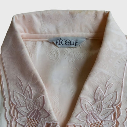 Vintage Double Colar Peach Long Sleeve Blouse