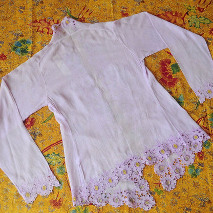 Vintage Purple Indonesian Kebaya with Zinnia Flower Embroidery
