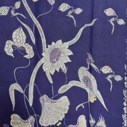 Vintage Indonesian Sarong Hand Drawn Dark Green-Off White Batik Peranakan/Encim