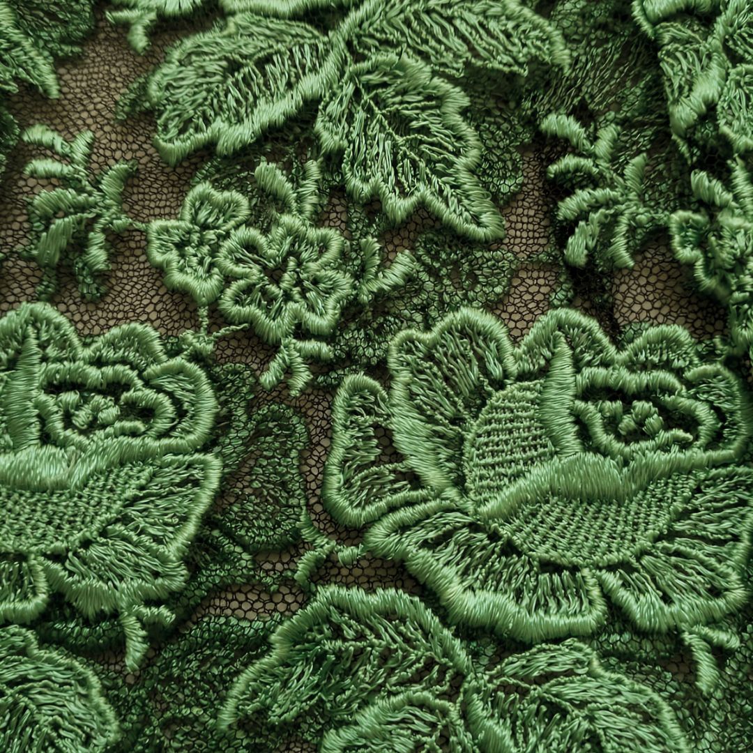 Vintage Green Rose Floral Kebaya Kutubaru