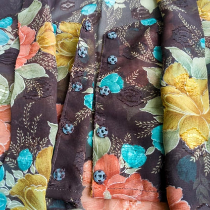 Vintage Brown Yellow Floral Kebaya Kutubaru