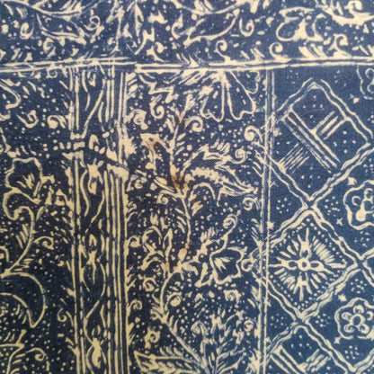 1980s Tumpal Pasung Blue Dandelion Flower Saroong Shawl