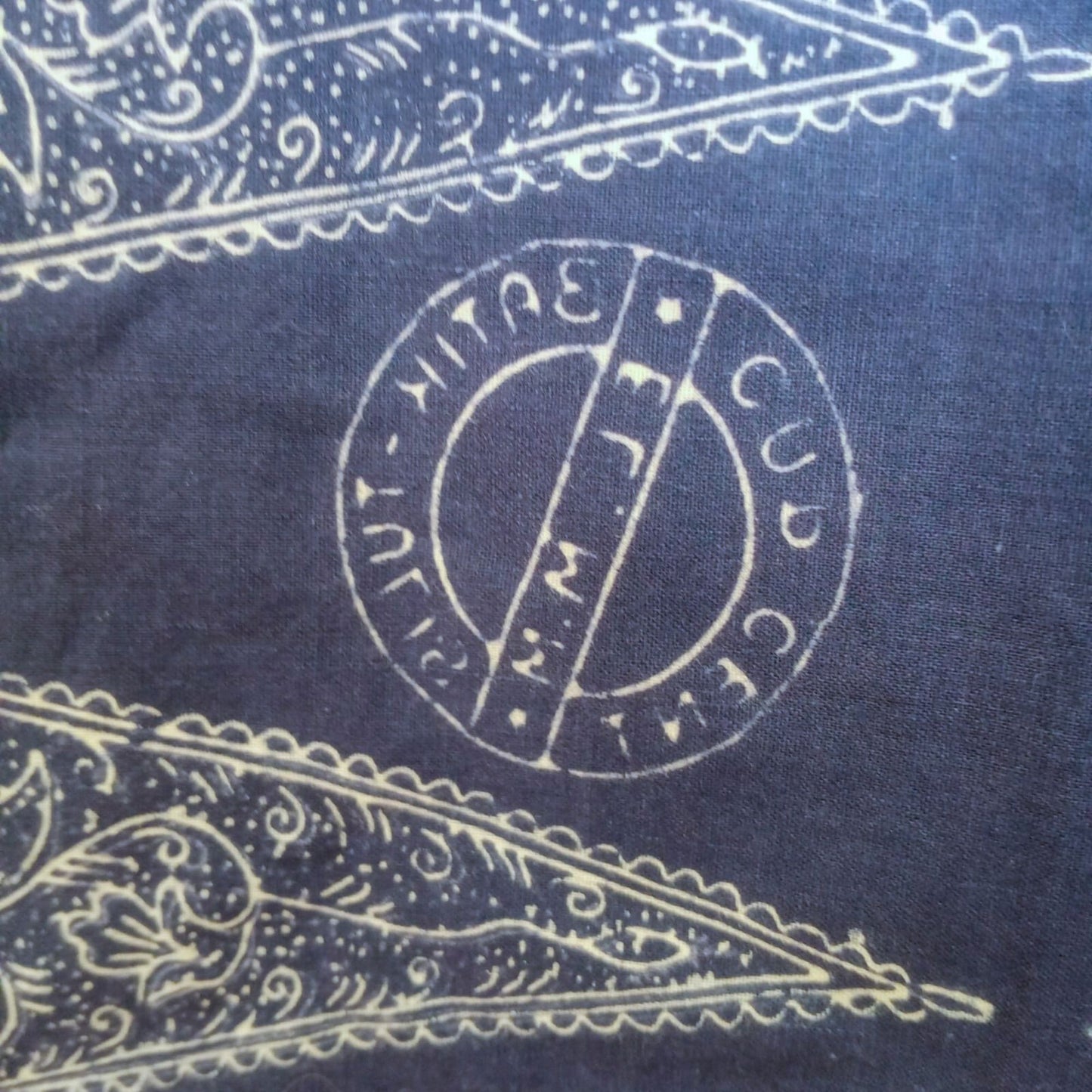 1980s Tumpal Pasung Blue Dandelion Flower Saroong Shawl