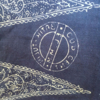 1980s Tumpal Pasung Blue Dandelion Flower Saroong Shawl