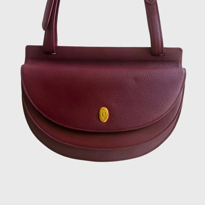1990s Leather Half Moon Bordeaux Shoulder Bag