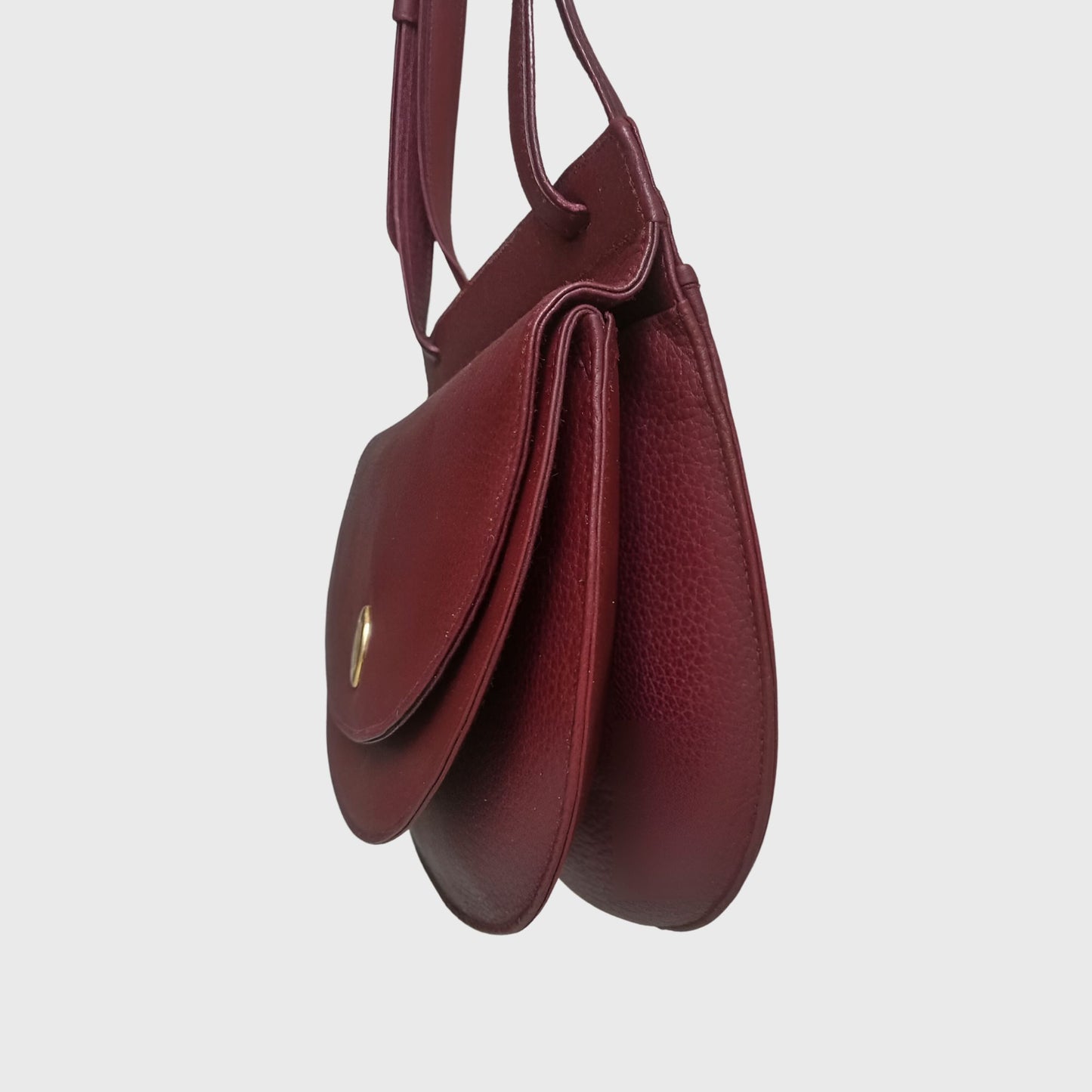 1990s Leather Half Moon Bordeaux Shoulder Bag