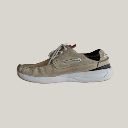 2000s Plain Leather Suede Cream Sneakers