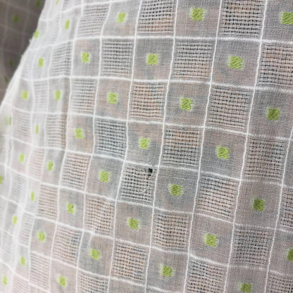 Vintage Indonesian White and Green Kebaya with Simple Circle Embroidery