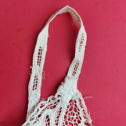 Indonesian Vintage White Camisole with Floral Kerancang Embroidery