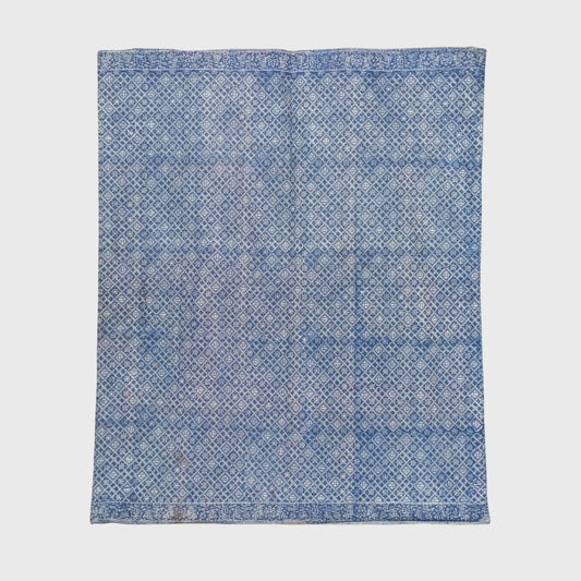 1980s Tumpal Pasung Blue Dandelion Flower Saroong Shawl