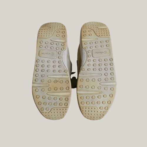 2000s Plain Leather Suede Cream Sneakers