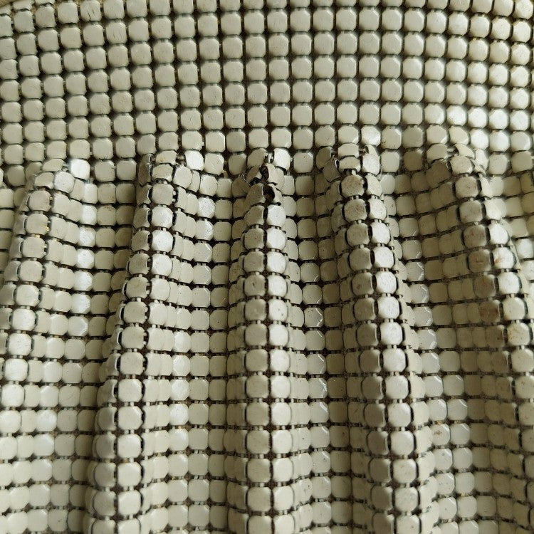 1970s Scallop Broken White Metal Mesh Sling Bag