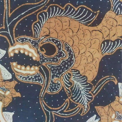 1970s Lokcan Semen Hand Drawn Batik With Fish Motif