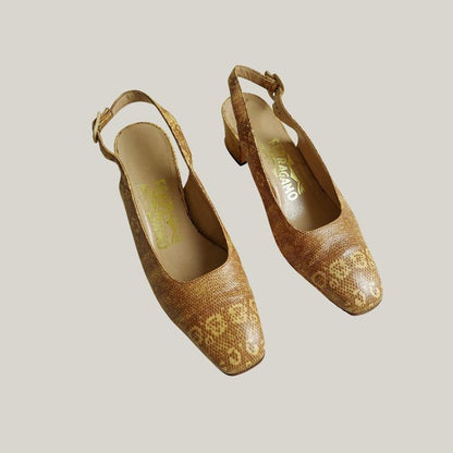 1990s Snakeskin Leather Brown Heels