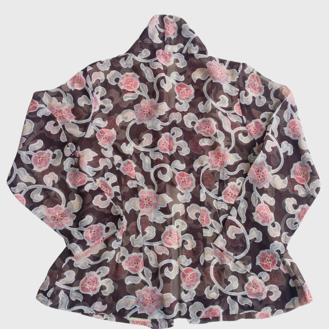 Vintage Red Brown Floral Kebaya Kutubaru