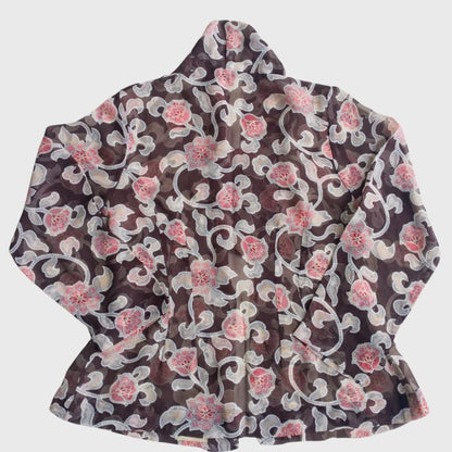 Vintage Red Brown Floral Kebaya Kutubaru