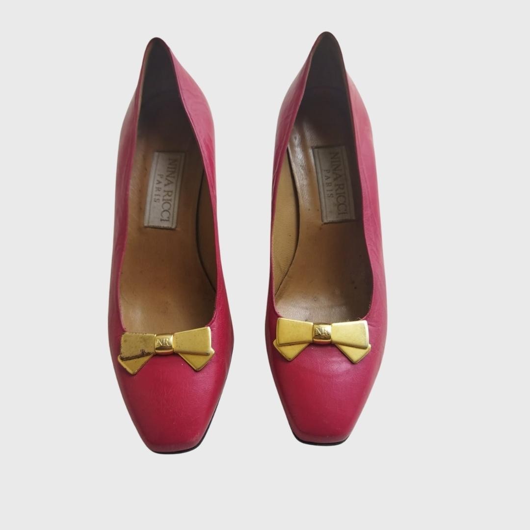 1990s Ribbon Leather Red Heels
