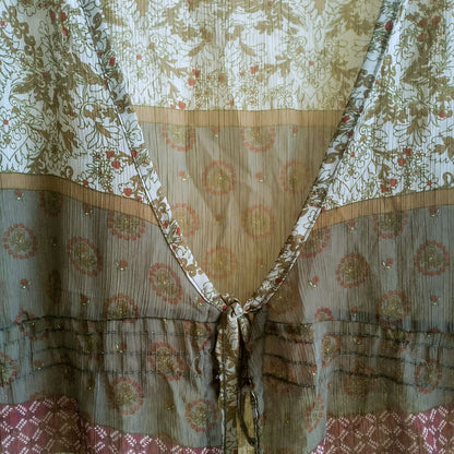 Vintage Army Green Chiffon Blouse