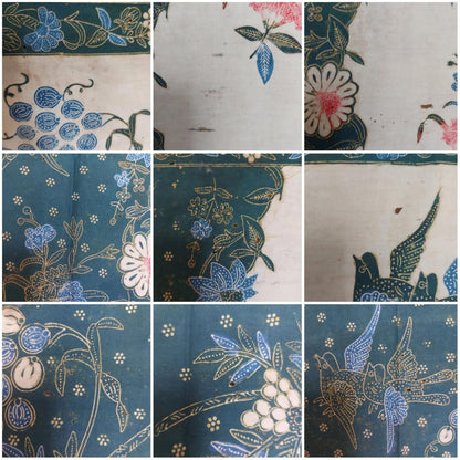 Old Indonesian Hand Drawn Javanese Batik Saroong with Peacock Motif