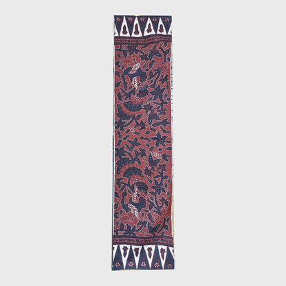 Vintage Sogan (Brown) Hand Drawn Batik with Peacock and Floral Motif Shawl