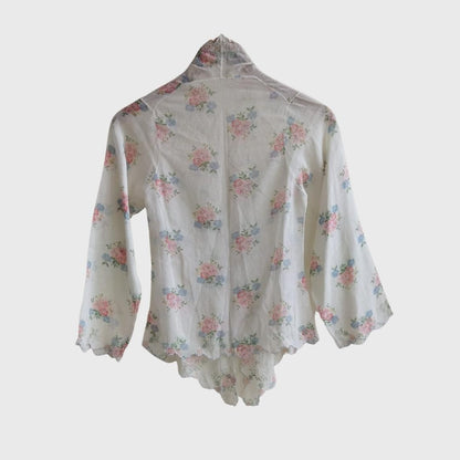 Vintage Floral Cotton Encim Kebaya In Broken White