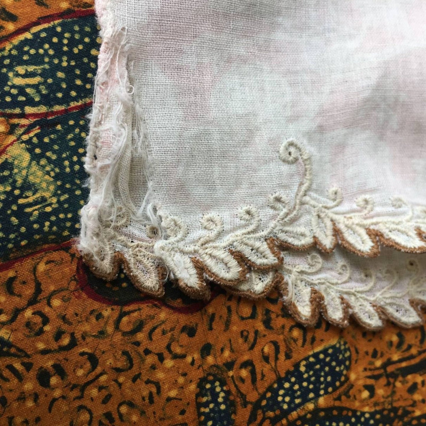 Vintage Ivory and Blush Pink Indonesian Kebaya with Floral Motif