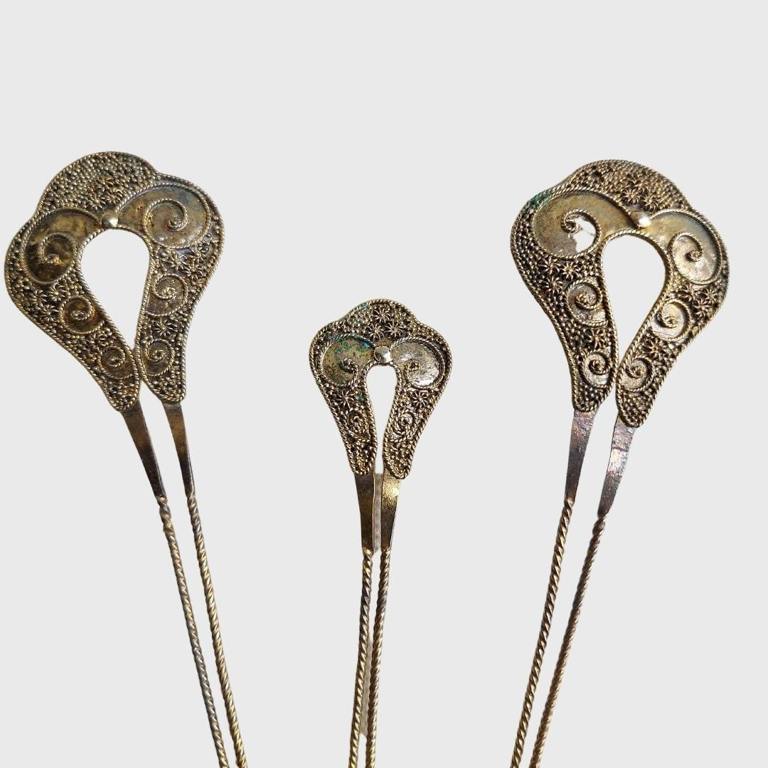 Vintage Golden Hairpin Set (3 Pcs)