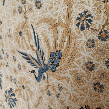 Vintage Sogan (Brown) Hand Drawn Batik Phoenix and Manggar Motif