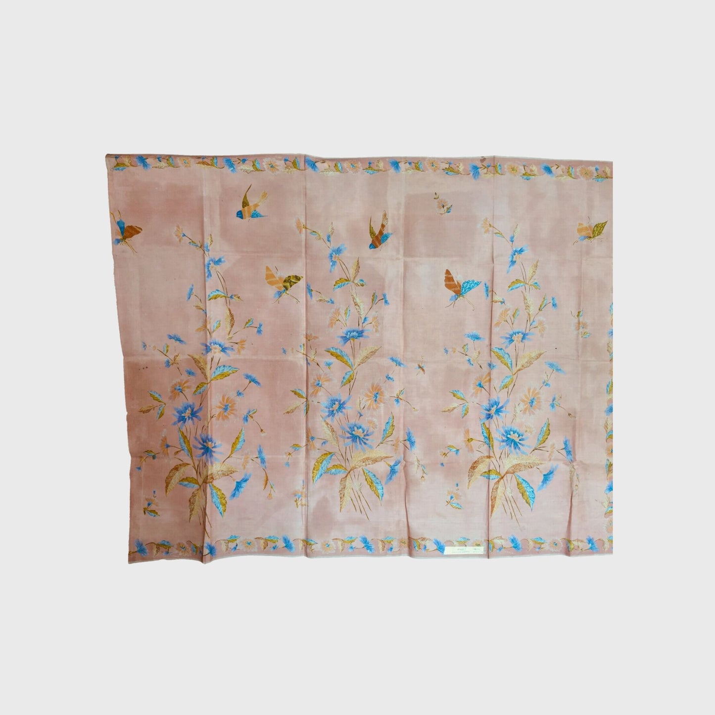 Vintage Indonesian Unsewn Sarong Hand Drawn Pink and Peach Batik