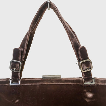 Vintage Mini Tote Brown Velvet Hand Bag