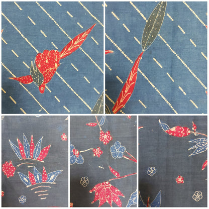 Vintage Old Hand Drawn Red-Blue "Bangbiron" Batik Sarung