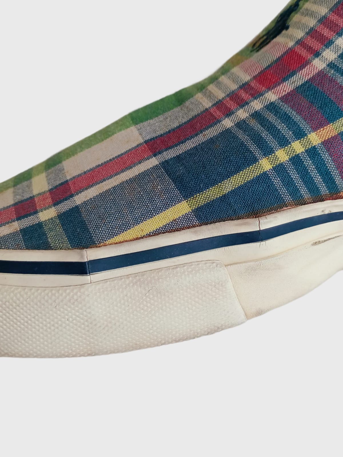 1990s Madras Cotton White Green Red Sneakers