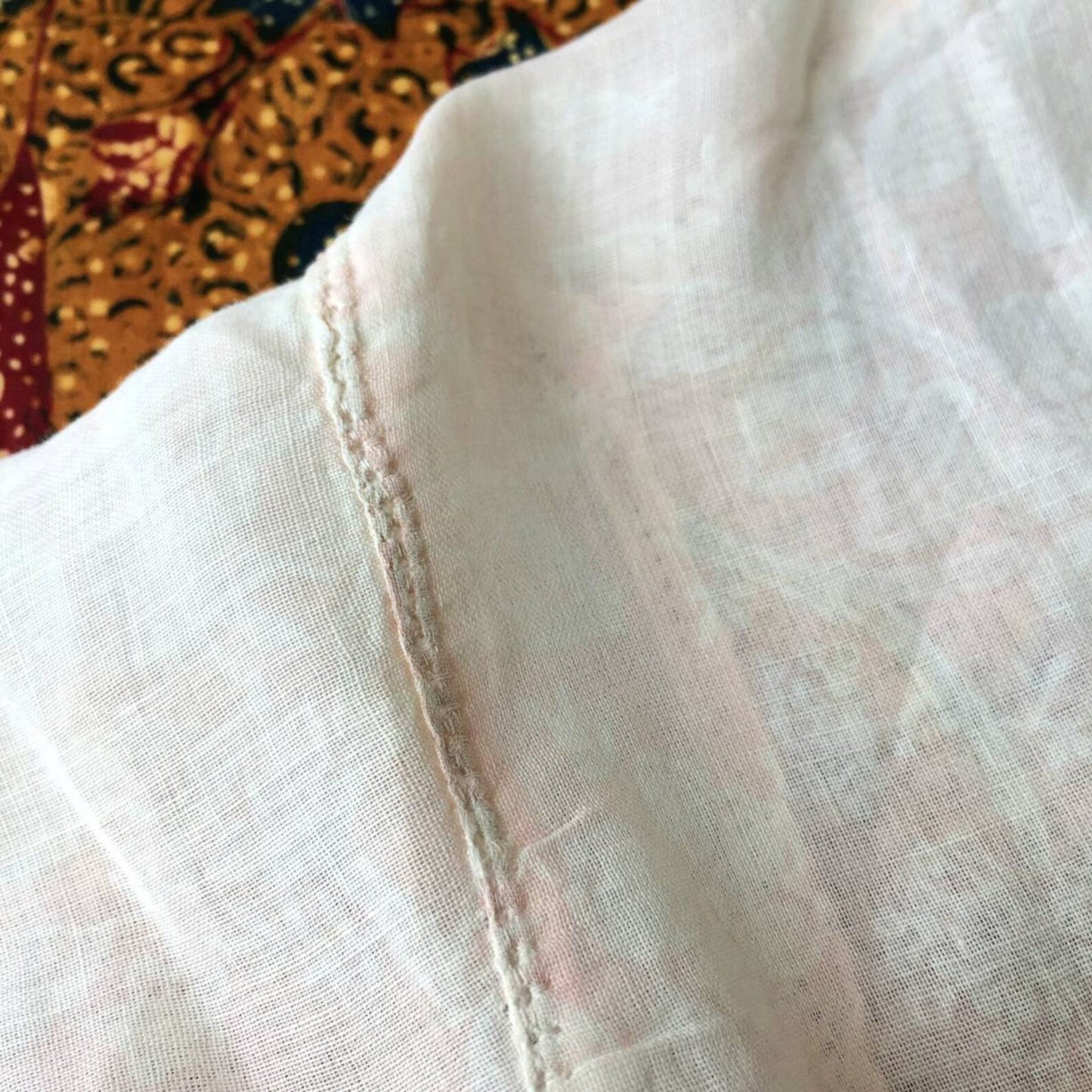 Vintage Ivory and Blush Pink Indonesian Kebaya with Floral Motif