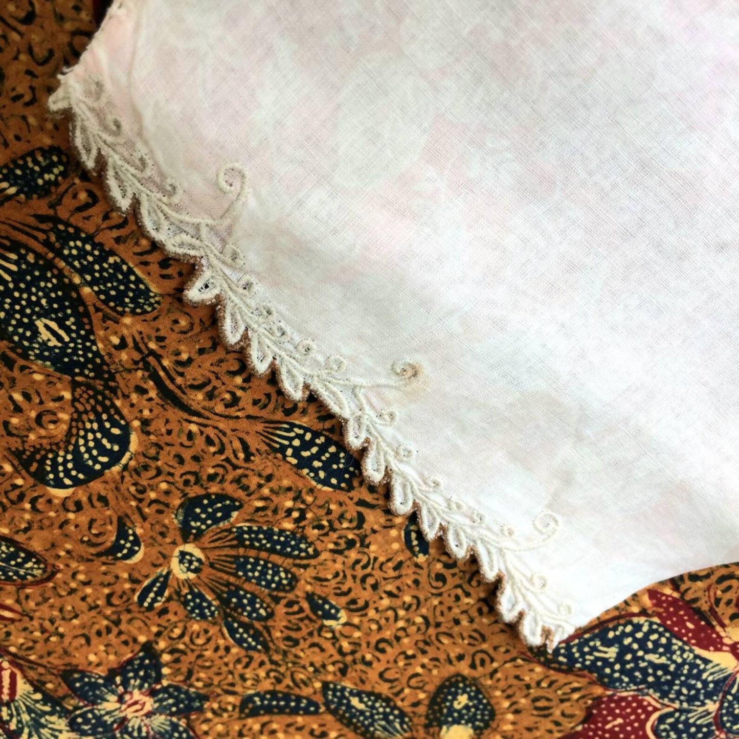Vintage Ivory and Blush Pink Indonesian Kebaya with Floral Motif