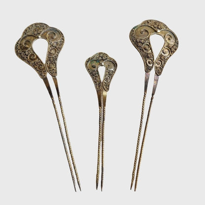 Vintage Golden Hairpin Set (3 Pcs)