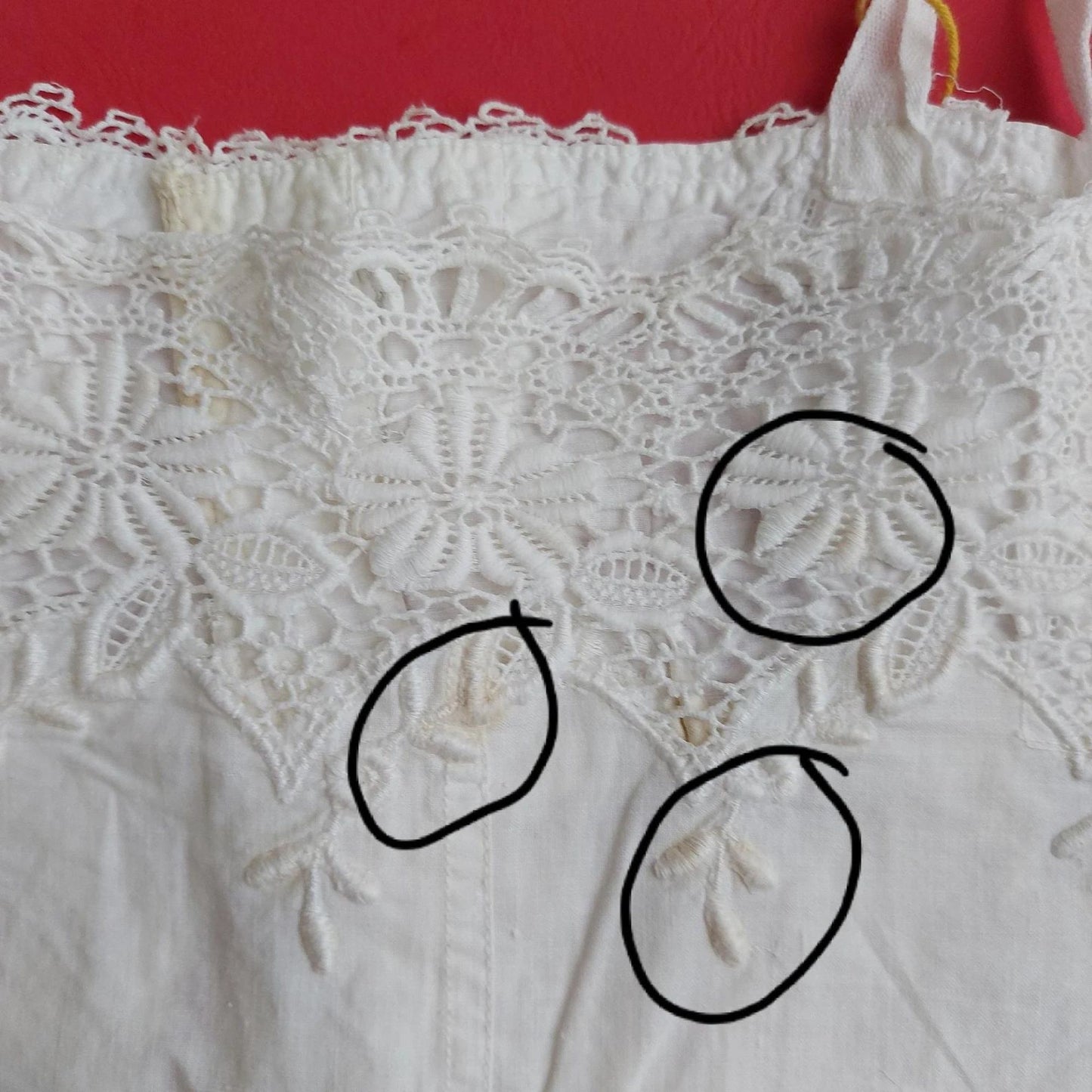 Indonesian Vintage White Camisole with Flower Embroidery