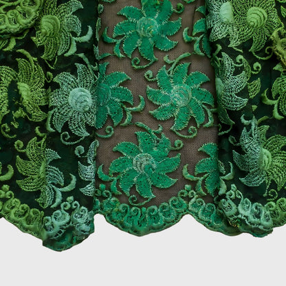 Vintage Green Floral Lace Kutubaru Kebaya