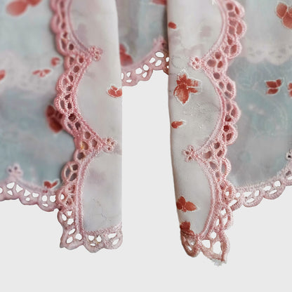 Vintage White Simple Encim Red Floral Kebaya
