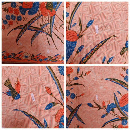 Vintage 40s Orange Galaran Dutch Encim Batik