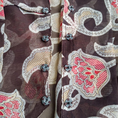 Vintage Red Brown Floral Kebaya Kutubaru