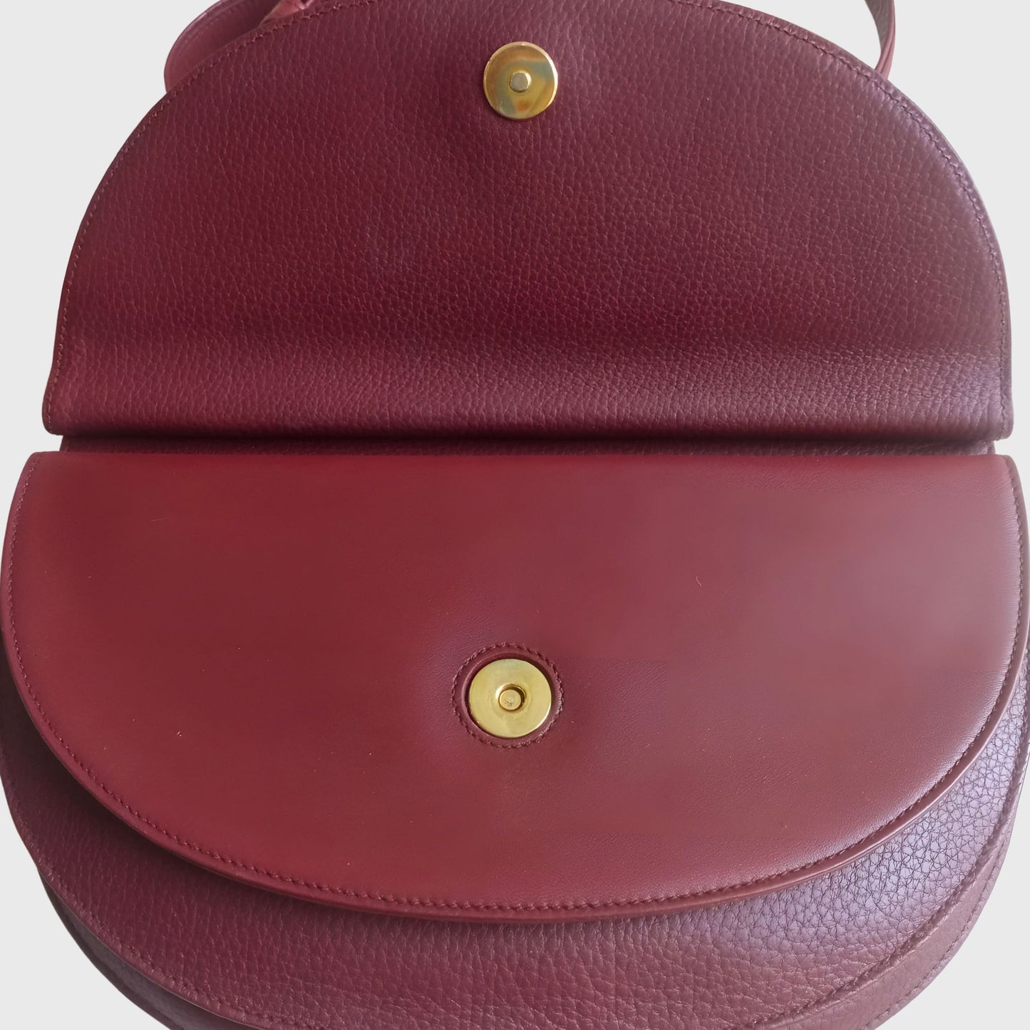 1990s Leather Half Moon Bordeaux Shoulder Bag