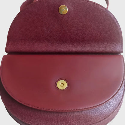 1990s Leather Half Moon Bordeaux Shoulder Bag