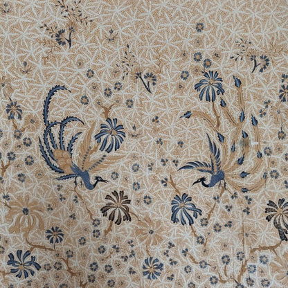 Vintage Sogan (Brown) Hand Drawn Batik Phoenix and Manggar Motif