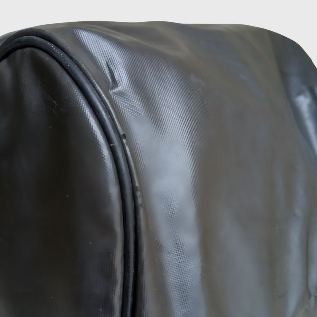 Vintage Plain Black Leather Nylon Travel Bag